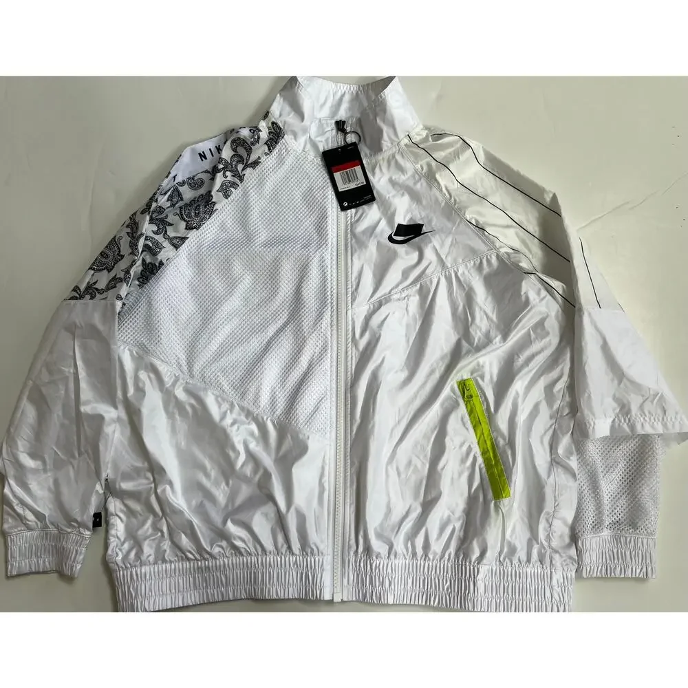 Nike Womens Sportswear NSW Woven Track Jacket White Active AR3025 100 Size L NWT